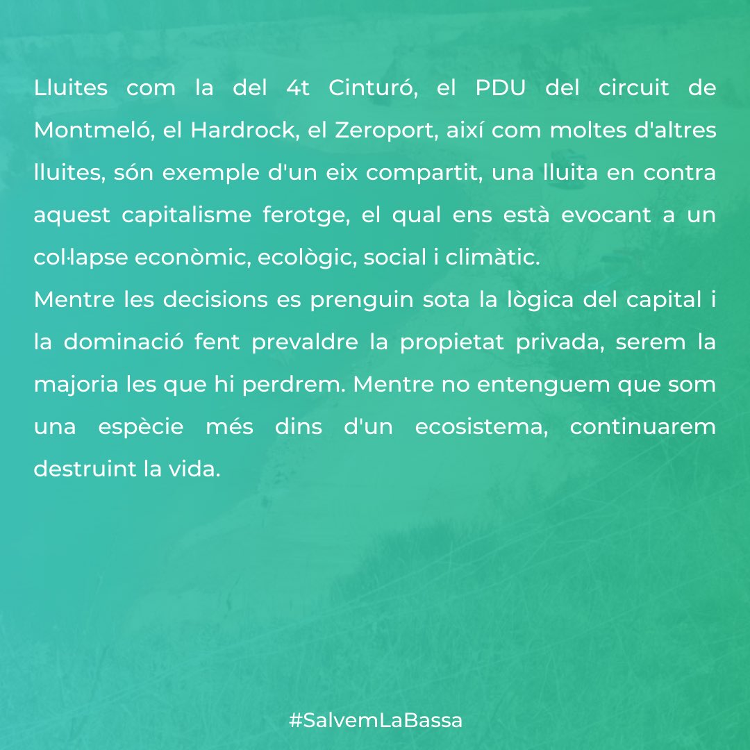 SalvemLaBassa's tweet photo. Benvolgudes🍃, 
Avui dia 17 ens apleguem a la bassa de Llinars per tal de frenar l'entrada de camions i la destrucció d'aquesta. Com ho farem? Acampant de forma indefinida!
Al Baix Montseny ho tenim clar, la vida abans del capital.
Vine i participa✊🏽🫂,
Juntes #SalvemLaBassa https://t.co/bXZrfFOBHY