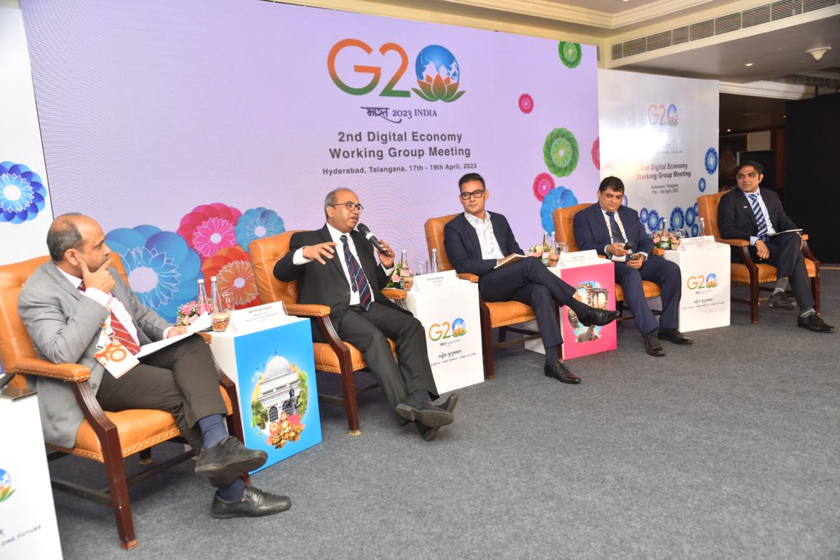 Abhishek Singh, President & CEO @NeGD_GoI addressing at the panel discussion on High Speed Mobile Broadband and its impacts on lives, society and industry at 2nd meeting of ‘G20 Digital Economy Working Group' #G20India @g20org #G20DEWG