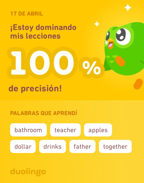 Virgini21148906's tweet photo. ¡Estoy aprendiendo inglés en Duolingo! Es gratis, divertido y efectivo. https://t.co/xc5nUlVUdQ