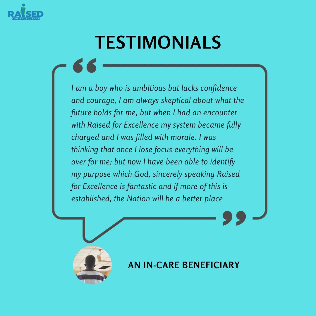 raised4excelle1's tweet photo. Testimonials from beneficiaries are great motivation to keep going, and keep bridging the gap. One youth at a time
#mentalhealth #R4E #correctionalcenter #incarceration https://t.co/B5QGyCj3v2