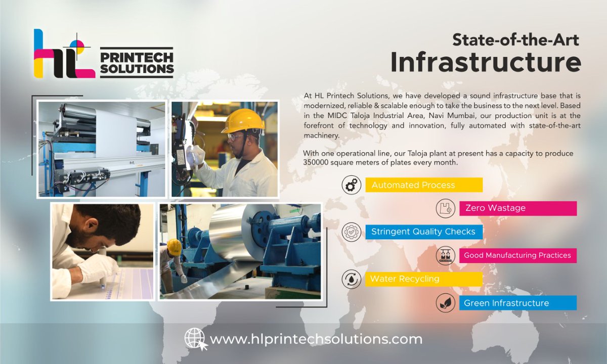 HLPrintech's tweet photo. #HLPrintech is engaged into the manufacturing of #offsetprintingplates at its MIDC Taloja plant in Navi Mumbai.
Built using #German design & #Chinese engineering, the 68,000 square foot state-of-the-art plant is fully automatic with minimal human intervention required. https://t.co/WVfNjK0d8Y