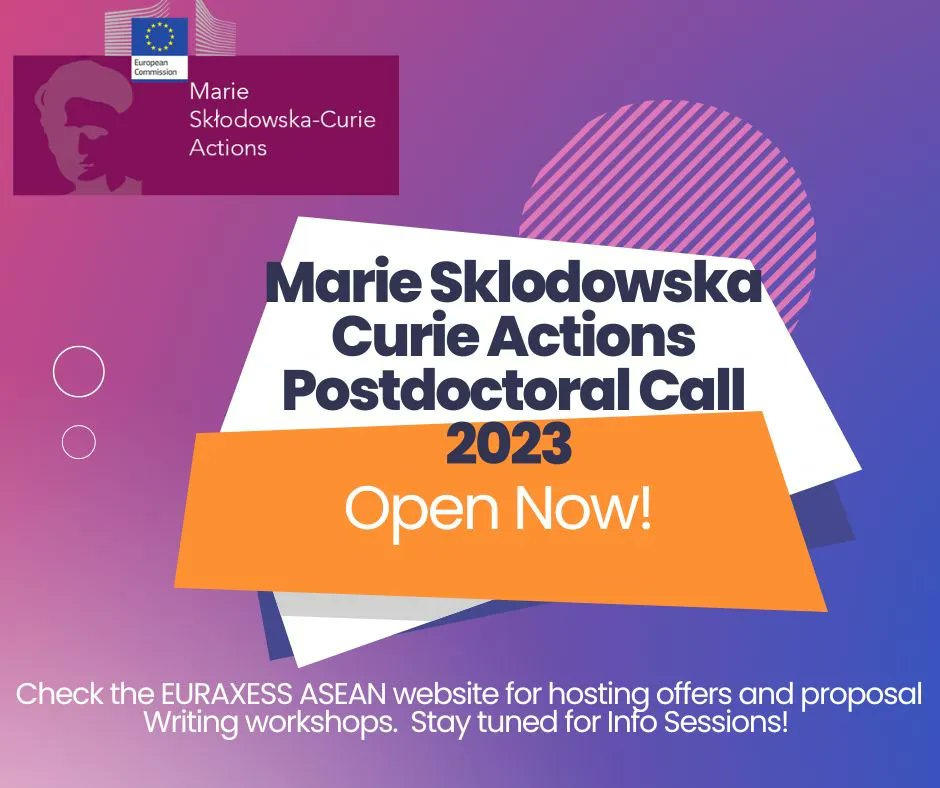 EuraxessASEAN's tweet photo. Exciting news! The @MSCActions #Postdoctoral #Fellowships 2023 call now open! 
Check out the info here: https://t.co/CaM3piiW1H https://t.co/Mxn74sa8YA