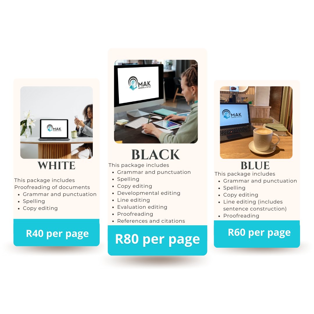 MaKTutoring's tweet photo. Happy Monday fellow researchers. Marang a Kitso now has proofreading and editing packages. Contact us at info@marangakitso.co.za or 0673715754 (WhatsApp) to get the assistance you need. 
New week! New opportunities! https://t.co/jI8zXB21nr