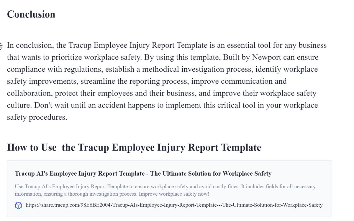 brando14135057's tweet image. share.tracup.com/B672530F43-7-R…
😃Prioritize workplace safety and streamline your reporting process with the Tracup Employee Injury Report Template today. 
#workplacesafety #injuryreporting #investigationprocess #BuiltbyNewport #employeeinjuries #standardizedtemplate