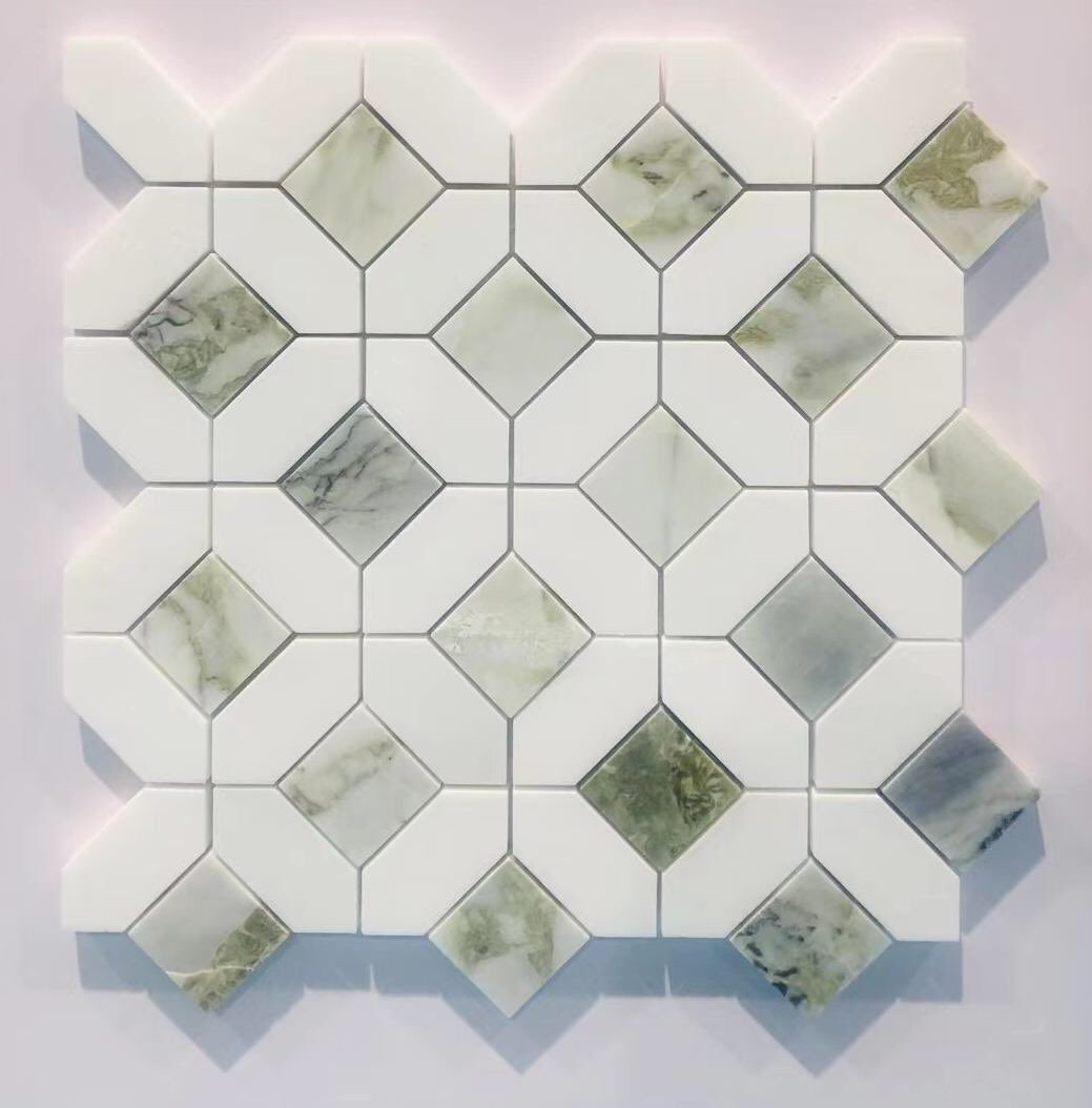 Mix Marble Mosaic#icegreenmarble #coldjademarble #whitebeautymarble #primaveramarble #greenmarble #greenmarbles #marblemosaic #marblemosaics #marblemosiactile