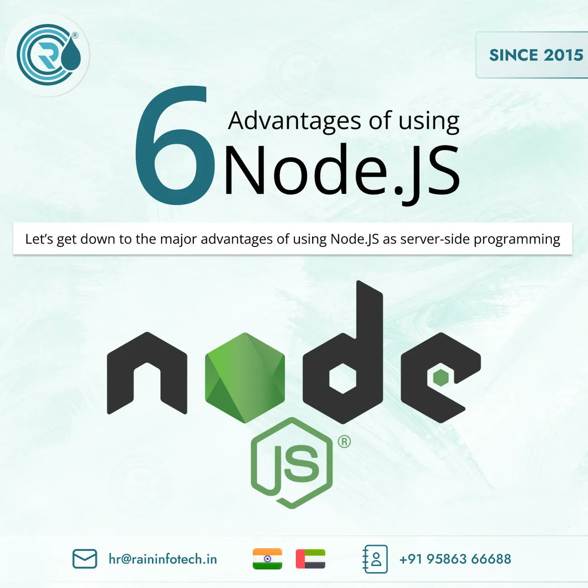 raininfotech's tweet image. One of the Nodes.Js most significant benefits includes utilising JavaScript, a single programming language, for both front-end and back-end development. Therefore, startups will only need to engage independent developers.
#raininfotech #nodejs #nodejsdevelopment #nodejsdeveloper