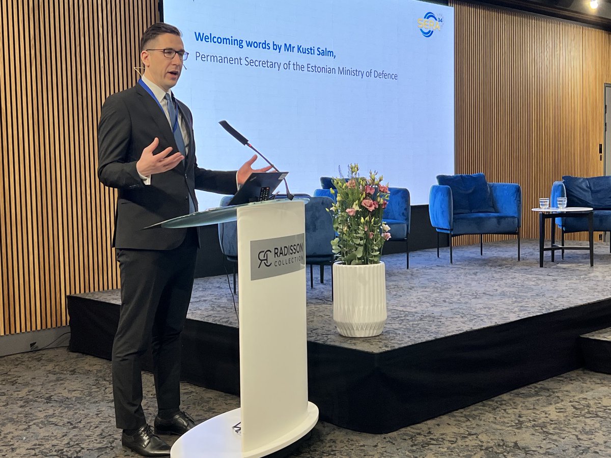 MoisioJuha's tweet photo. Mr Kusti Salm making the opening remarks of #SERA34 course week two. This week will be spent in Estonia. He noted that that the Estonian defence spending will be 3% in the coming five years. #SERAEstonia https://t.co/OxEG3ENWJe