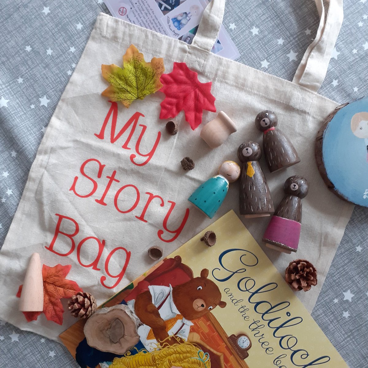 #backtoschool today for us! Learning never stop stops though #learningthroughplay 
This is a great story bag for use at home and school #giftforkids #teachergift 
Do you like Goldilocks? #earlybiz #buyindie #etsy #UKCraftersHour  #shopsmall #buysmall