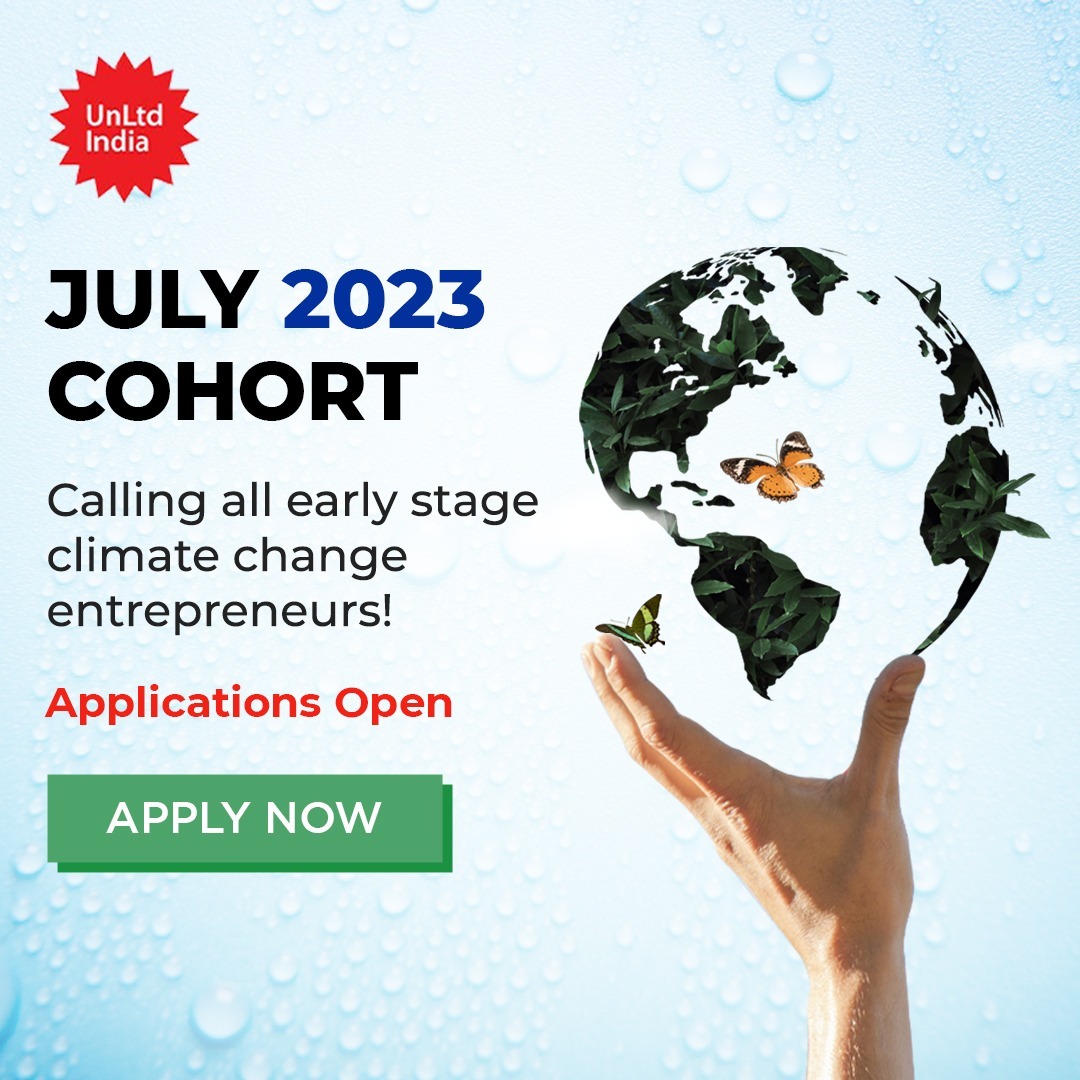 UnLtd India has opened applications for its July'23 Cohort to support Climate Change Entrepreneurs.

We are looking for Social Enterprises that are solving important climate change issues.

Apply now:
zfrmz.in/419gmp4vh7SKAD…
