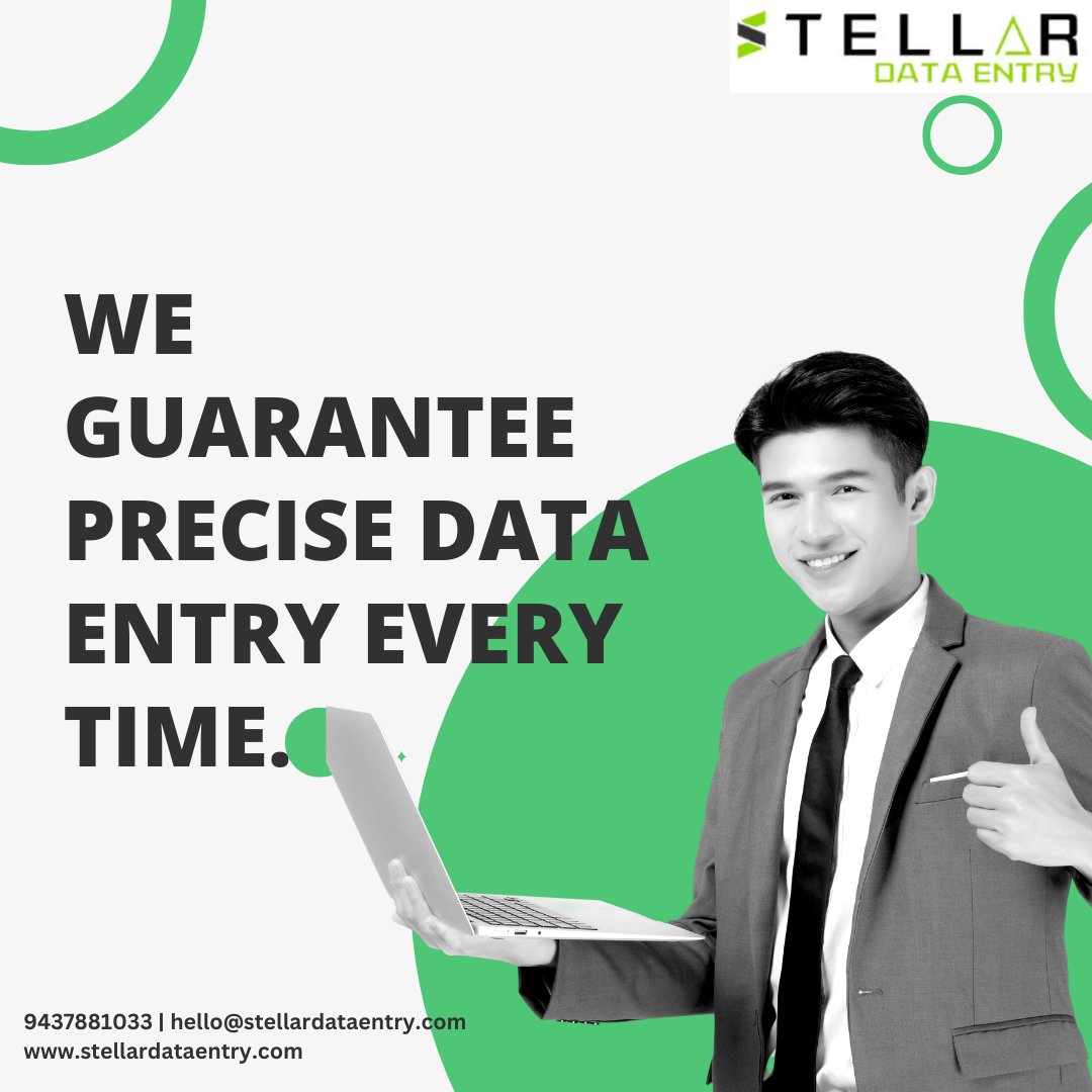 Accuracy is our top priority at Stellar Data Entry! With our advanced technology and experienced team, we guarantee precise data entry every time.
📞 - 9437881033
📧 - hello@stellardataentry.com
🌐 - stellardataentry.com
#dataentry #dataprocessing #datadigitization #backoffice