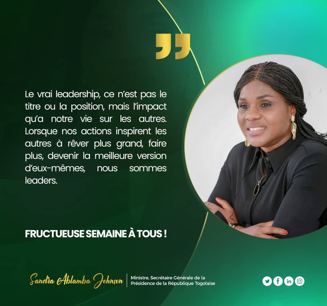 Le vrai leadership, ce n’est pas le titre ou la position, mais l’impact qu’a notre vie sur les autres. Lorsque nos actions inspirent les autres à rêver plus grand, faire plus, devenir la meilleure version d’eux-mêmes, nous sommes leaders.

Fructueuse semaine à tous !