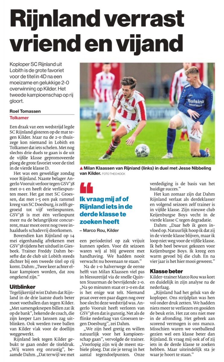 Rijnland verrast vriend en vijand. Tweede kampioenschap op rij gloort.