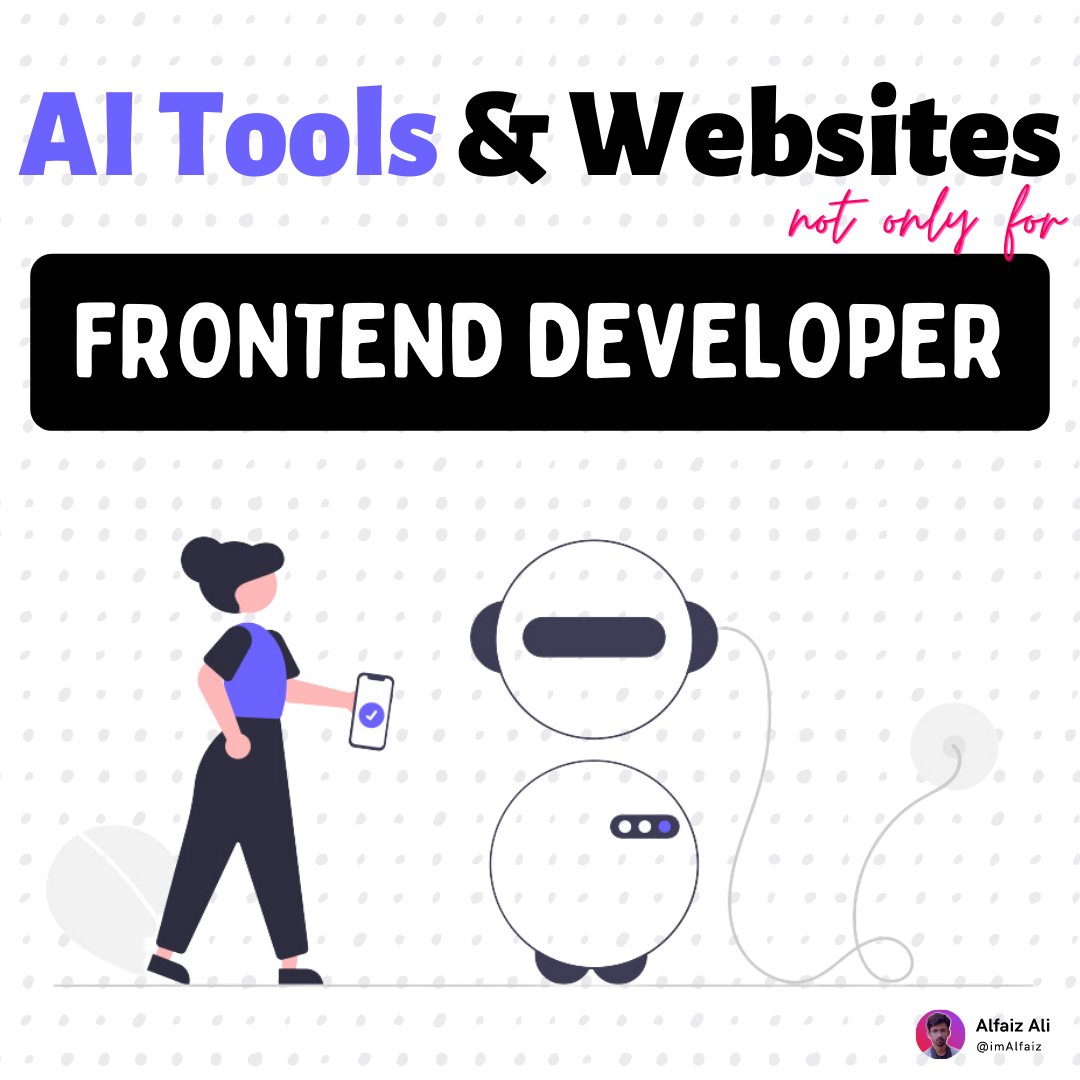 AlfaizAliX's tweet image. 8 Best AI Tools and websites not only for Frontend Developers:

1. fronty.com — Image to HTML
2. durable.co — AI Website Builder
3. tldv.io — AI Meeting Summarizer
4. tabnine.com — AI Coding Assistant...