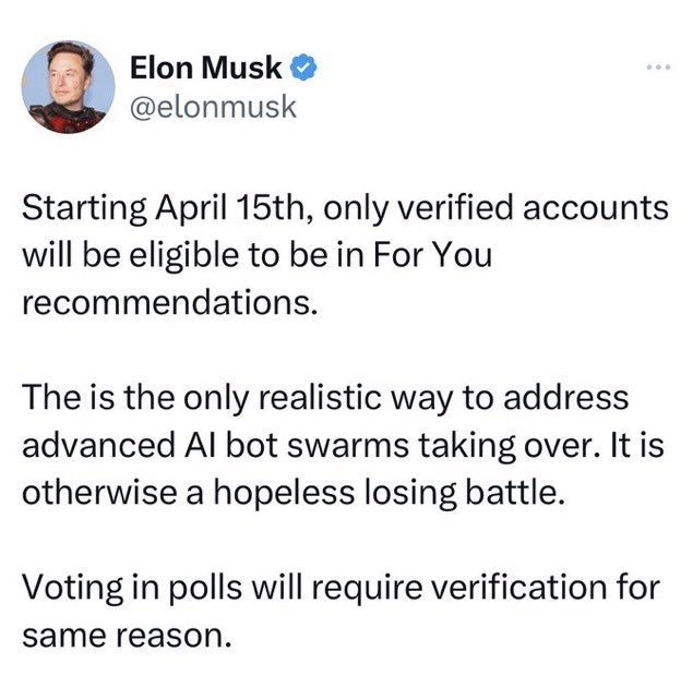 So Musk was a twat for putting this as a thing but seems he forgot the side effect if you follow someone and they follow someone else those person still shows up on your feed so meaning following circles are blocking his goal. #ElonMuskIsATroll