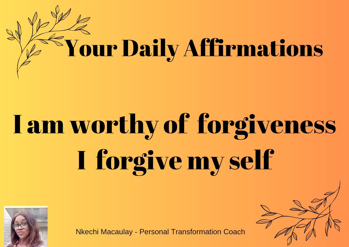 MacaulayNkechi's tweet photo. Self forgiveness is one of the most beautiful gifts to yourself. We are all flawsome and human. Stop beating yourself up,just forgive yourself.
#mindset
#personalgrowth
#mindshift
#shiftingmindset https://t.co/JaW6Qqi16Z