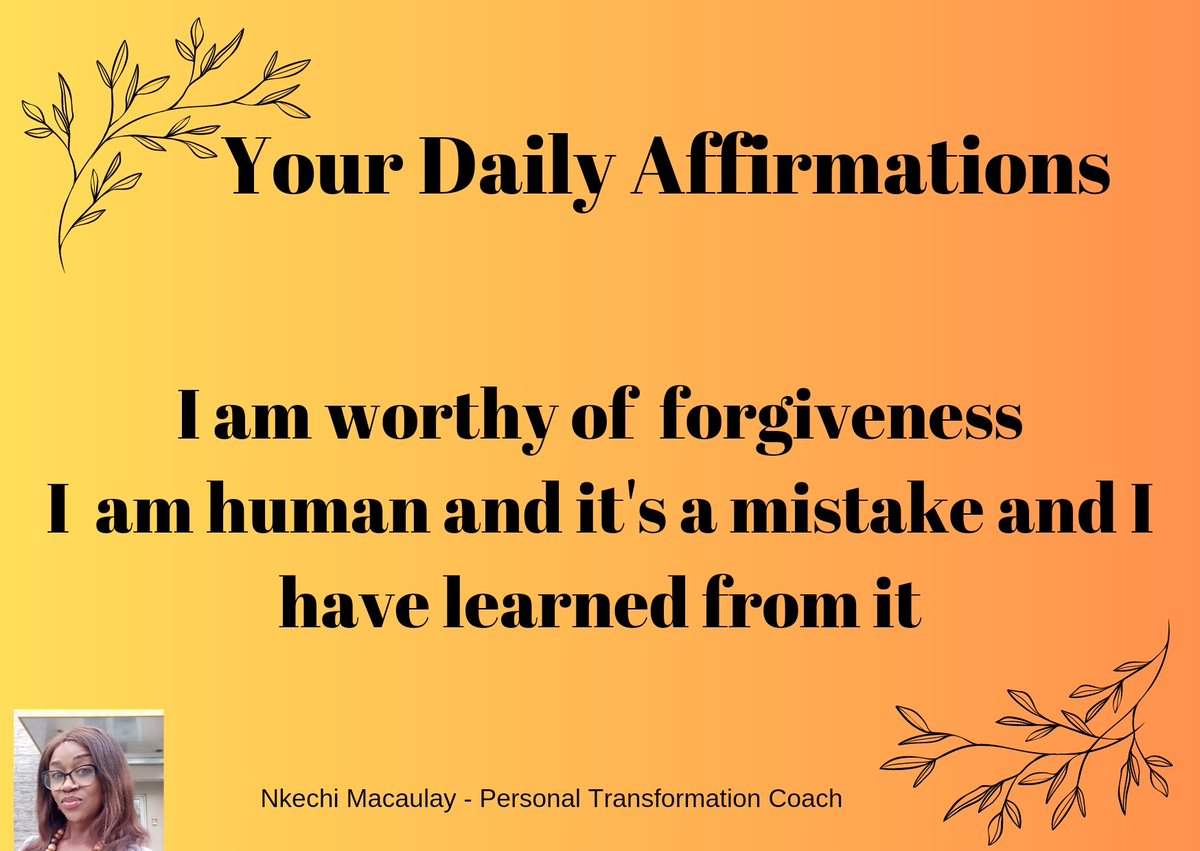 MacaulayNkechi's tweet photo. Self forgiveness is one of the most beautiful gifts to yourself. We are all flawsome and human. Stop beating yourself up,just forgive yourself.
#mindset
#personalgrowth
#mindshift
#shiftingmindset https://t.co/JaW6Qqi16Z