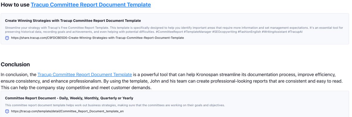 NortonJuli97035's tweet photo. https://t.co/WALqB5A8Xp
Looking to streamline your documentation process? Try the Tracup Committee Report Document Template. It's easy to use and can help improve efficiency and consistency.
#Tracup #CommitteeReport #Kronospan #DocumentationProcess #Efficiency #Consistency https://t.co/Yi4zuggUNf