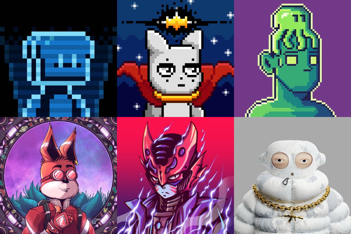 An update to my 1/1 collection.
Underrated artists.

Here's what I picked up (left to right):
1. Bread by <a href="/pixbread/">pixbread.sol ❤️ Memecoin</a> 
2. <a href="/TheNeekos/">The Neekos</a> by <a href="/AstraArc/">Astra</a> 
3. Montecristos by @ApheliosNFTHQ 
4. Dexter Universe by <a href="/rakapricorn/">Rakapricorn</a> 
5. Betraybots by <a href="/KumasehRizky/">Rizkumaseh | DRiP💧</a> 
6. Puffy Heads by <a href="/houseofjpg/">houseofjpg</a>