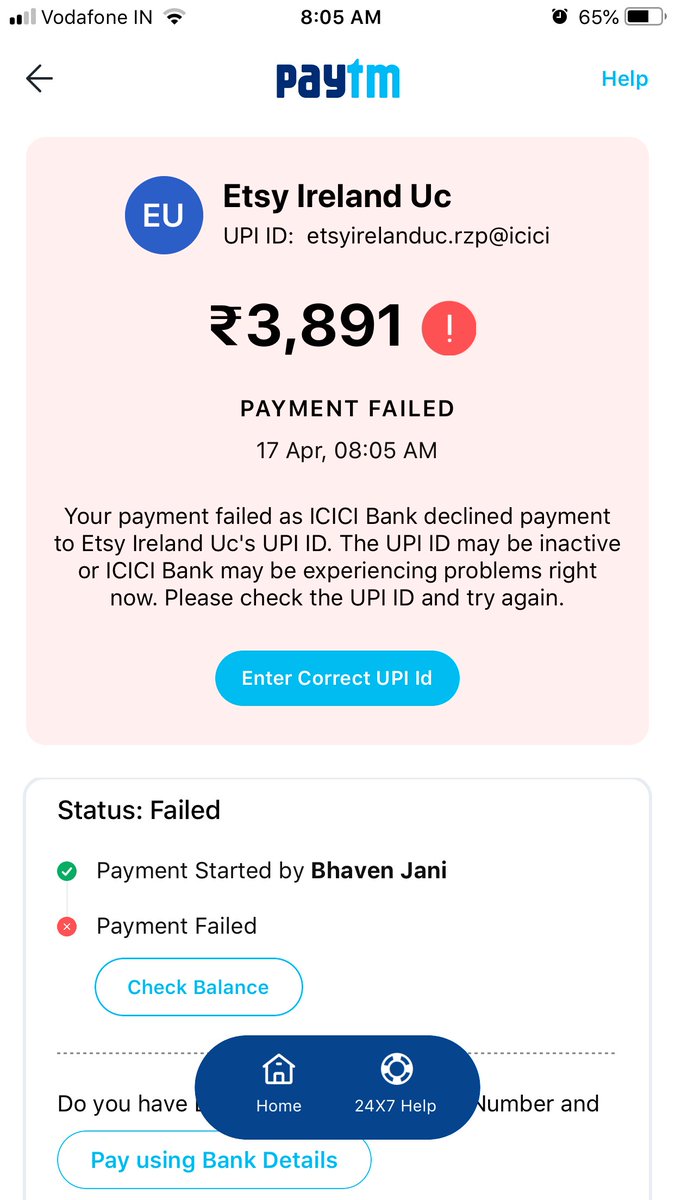 hibhaven's tweet photo. @Paytmcare I have been making monthly payments to this company for past 4-5 months using same Paytm. But now it is giving me this error. Pls help resolve. https://t.co/88MLulAsdB