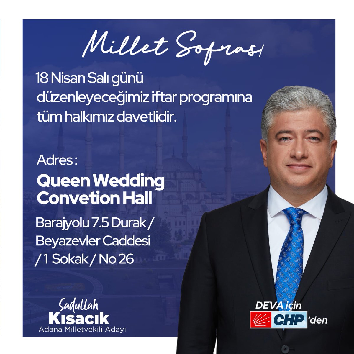 18 Nisan Salı Günu (Yarın) düzenleyeceğimiz iftar programımıza tüm dostlarımızı bekliyoruz.