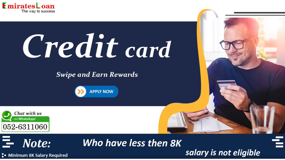 EmiratesLoans's tweet photo. Get ready to swipe smarter with our Credit Card! With flexible payment options, cashback rewards, and fraud protection, you can enjoy hassle-free transactions and make the most of your purchases 

Visit: https://t.co/qKYTPV3yt3

#CreditCard #SwipeSmarter #FlexiblePayments #Reward https://t.co/epkABNOFt2