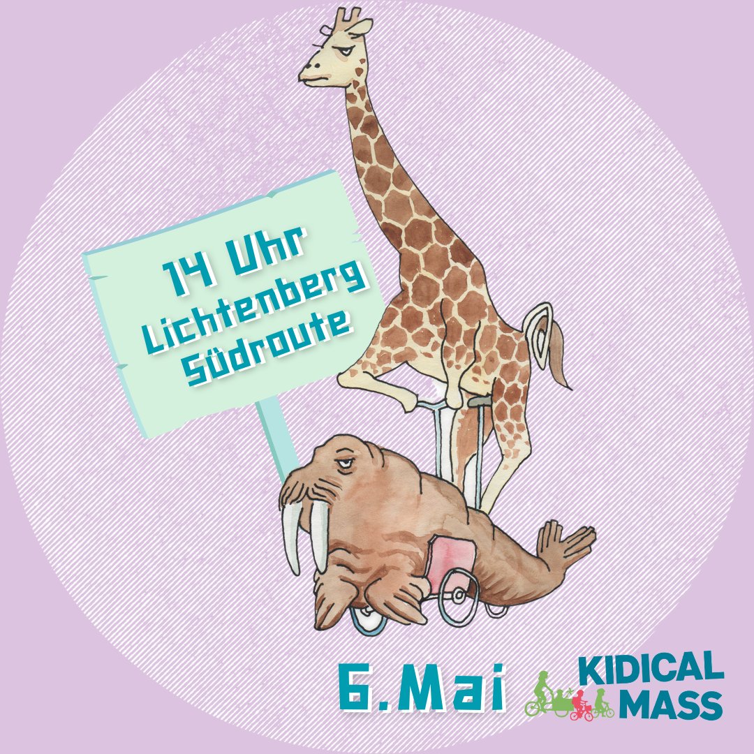 Die #KidicalMass Lichtenberg Süd startet am Samstag, d. 6. Mai um 14 Uhr am Bahnhof Lichtenberg/Weitlingstraße. Kommt vorbei! @RadLbg @ADFCLichtenberg @kaskel_kb @AltLbergBlock