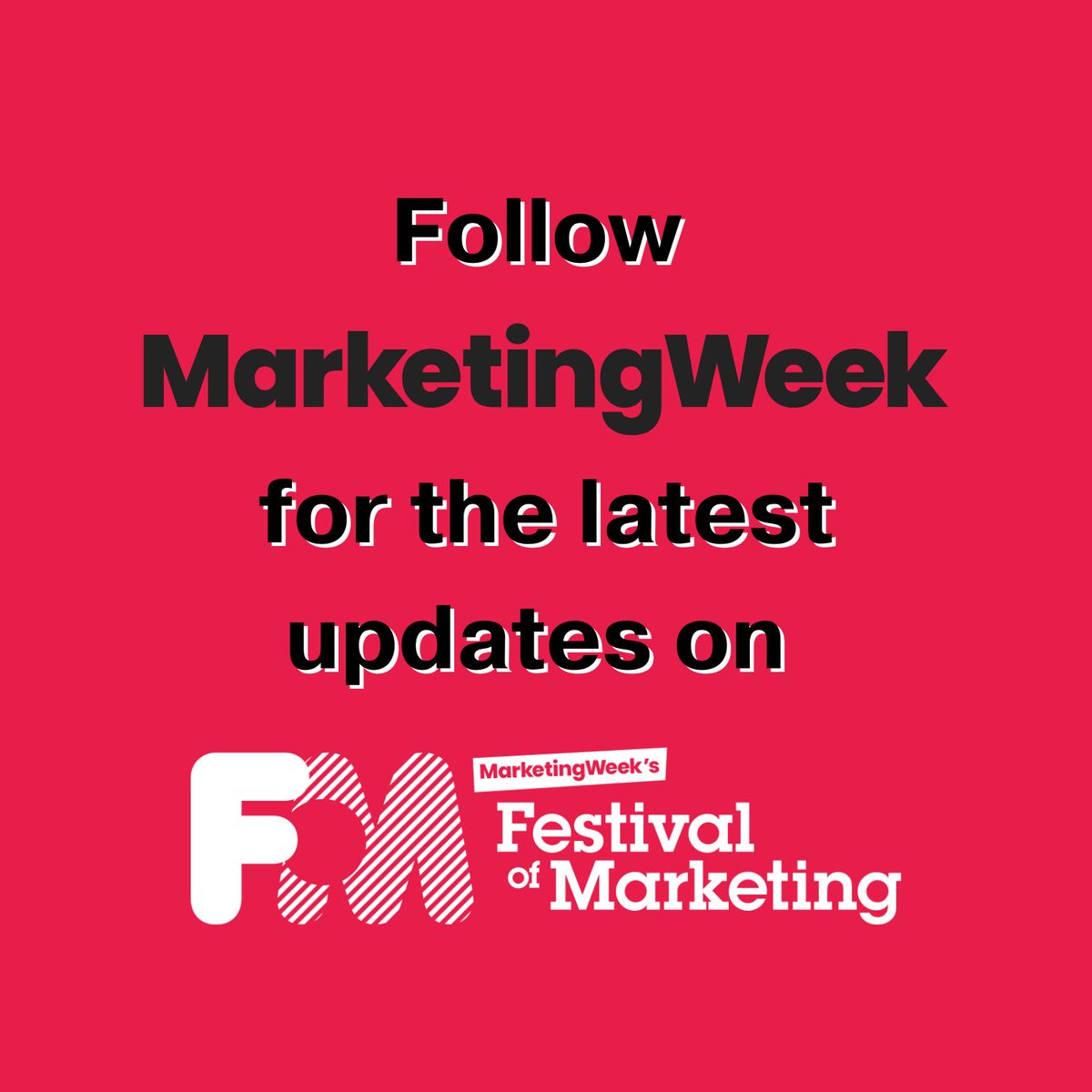 Festival of Marketing (@festofmarketing) on Twitter photo Anxious to find out more about this years upcoming Festival of Marketing?
Make sure you're following <a href="/MarketingWeekEd/">Marketing Week</a> so you won't miss on any of the announcements!
#FOM23 Anxious to find out more about this years upcoming Festival of Marketing?
Make sure you're following <a href="/MarketingWeekEd/">Marketing Week</a> so you won't miss on any of the announcements!
#FOM23