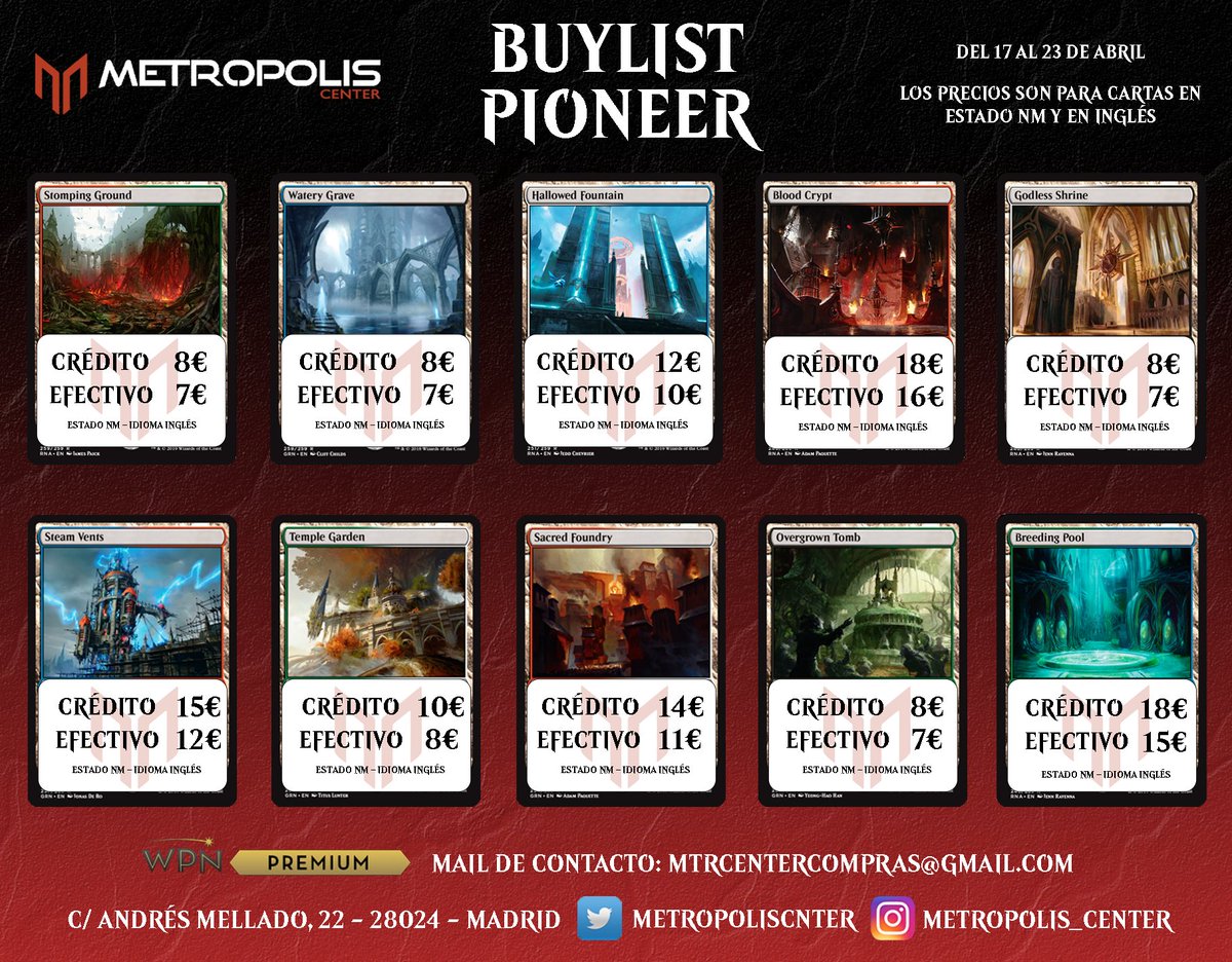 MetropolisCnter's tweet photo. Seguimos con nuestra sección de Buylist:
¿Quieres vender tus cartas?
Acércate a la tienda o escríbenos un correo y nosotros te decimos cómo hacerlo.
#buylist #MTG #cash4cards https://t.co/7q7OonYQ7v