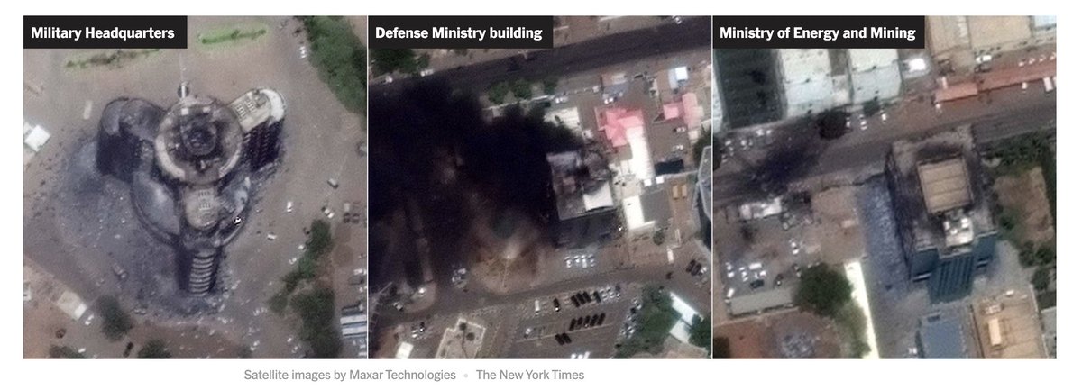 "An all-out battle for control of Khartoum, Sudan’s capital, left a bridge across the Nile River in flames, the airport in ruins and many residents huddled in their homes as fighter jets flew overhead." #Sudan 

nytimes.com/interactive/20…