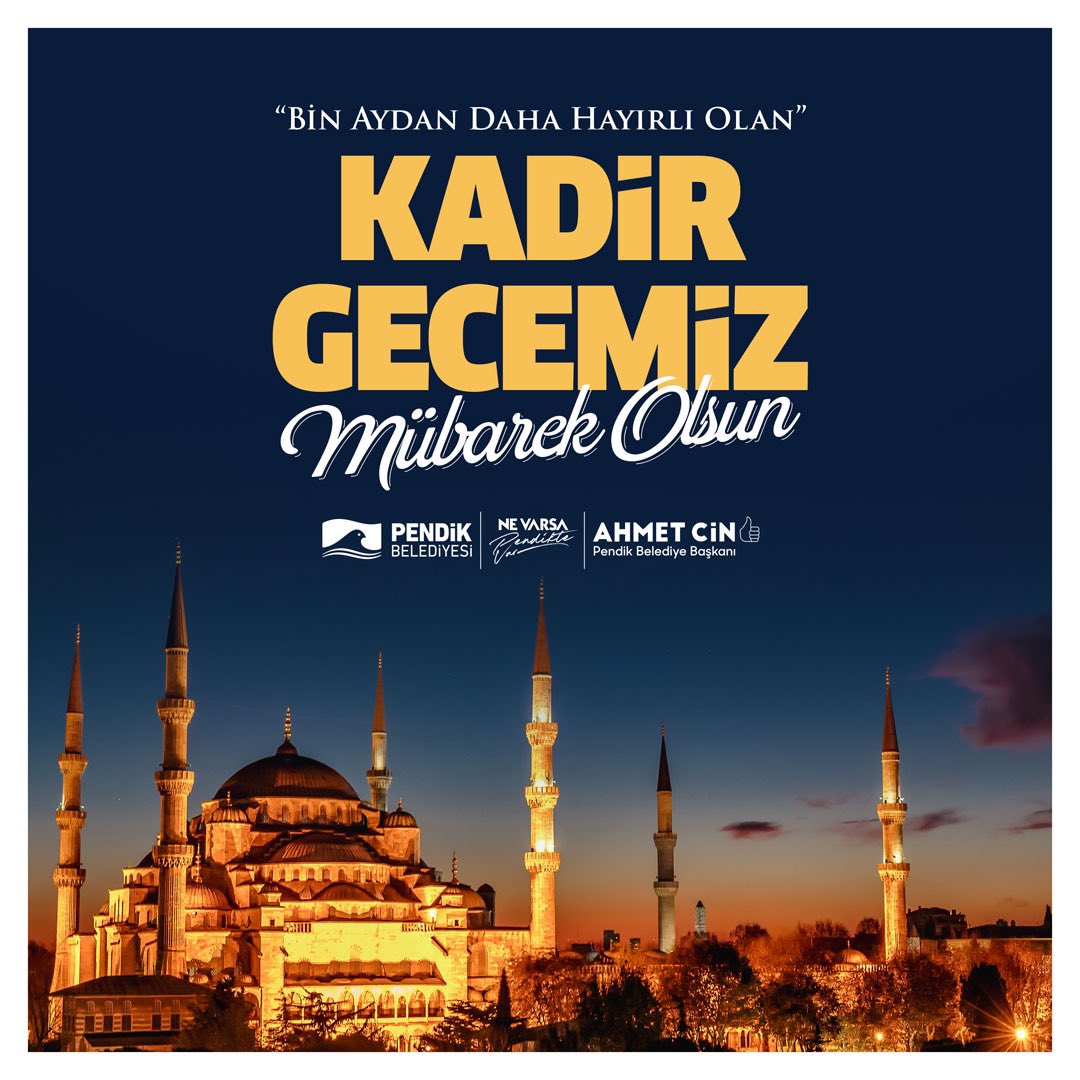 Yüce kitabımız Kur'anı Kerim'in indirildiği, bin aydan daha hayırlı olan mübarek Kadir Gecesi’nin güzel ülkemize ve tüm İslam âlemine hayırlar getirmesini temenni ediyorum. 

Rabbim dualarımızı ve ibadetlerimizi kabul etsin.