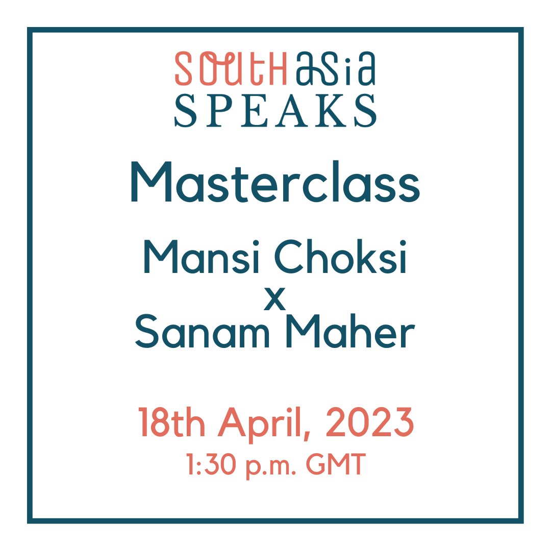 For our second masterclass this week, <a href="/mansi_choksi/">Mansi Choksi</a> and <a href="/SanamMKhi/">Sanam Maher</a>  will be in conversation tomorrow! Fellows, you don't want to miss this. See you at 1:30 p.m GMT, zoom links are in your inbox.