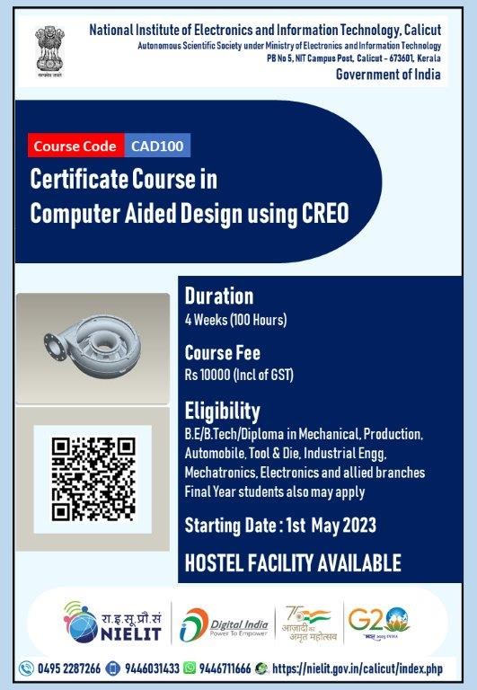 Certificate Course in Computer Aided Design Using CREO #CREO #NIELIT
#CAD #Courses
#NIELITCOURSES