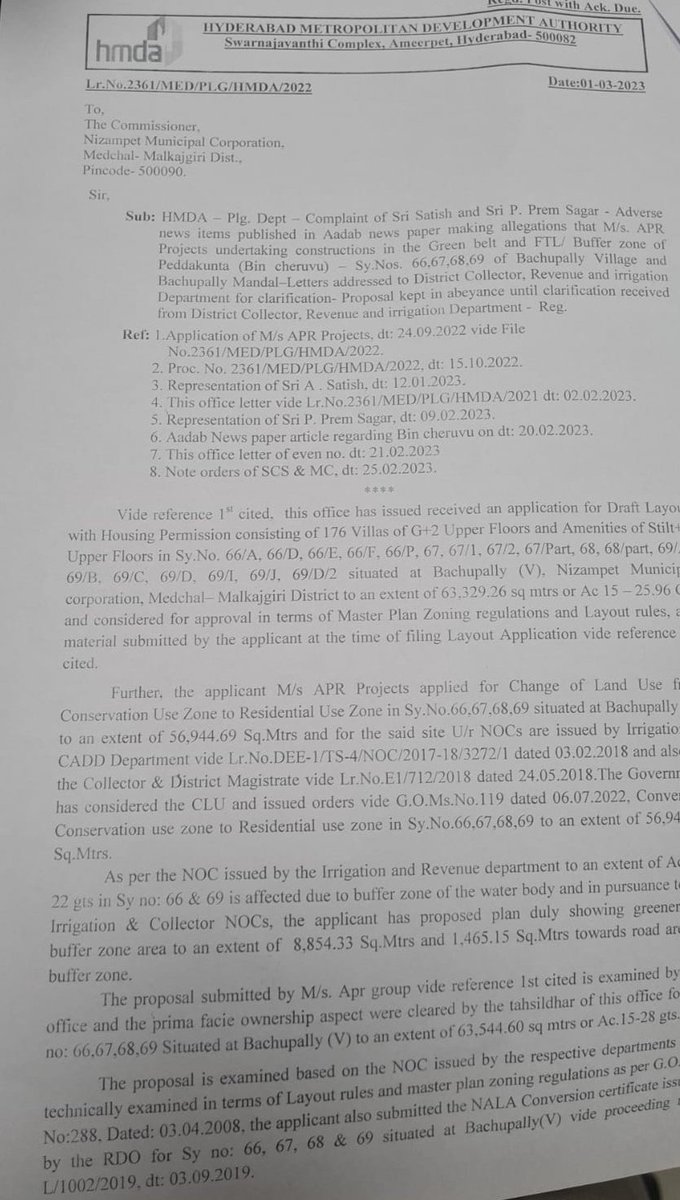 akula_bjp's tweet photo. HMDA has ordered to stop the construction work of APR project. the construction work is going on as usual,the cooperation of Nizampet Corp. APR Project approvals that do not comply with HMDA norms should be cancelled.@KTRBRS @DIR2PLG_HMDA @CPOPLG_HMDA @Collector_MDL @MC_Nizampet https://t.co/izOIXuWLnF