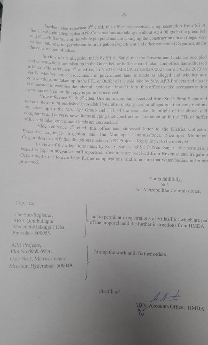 akula_bjp's tweet photo. HMDA has ordered to stop the construction work of APR project. the construction work is going on as usual,the cooperation of Nizampet Corp. APR Project approvals that do not comply with HMDA norms should be cancelled.@KTRBRS @DIR2PLG_HMDA @CPOPLG_HMDA @Collector_MDL @MC_Nizampet https://t.co/izOIXuWLnF