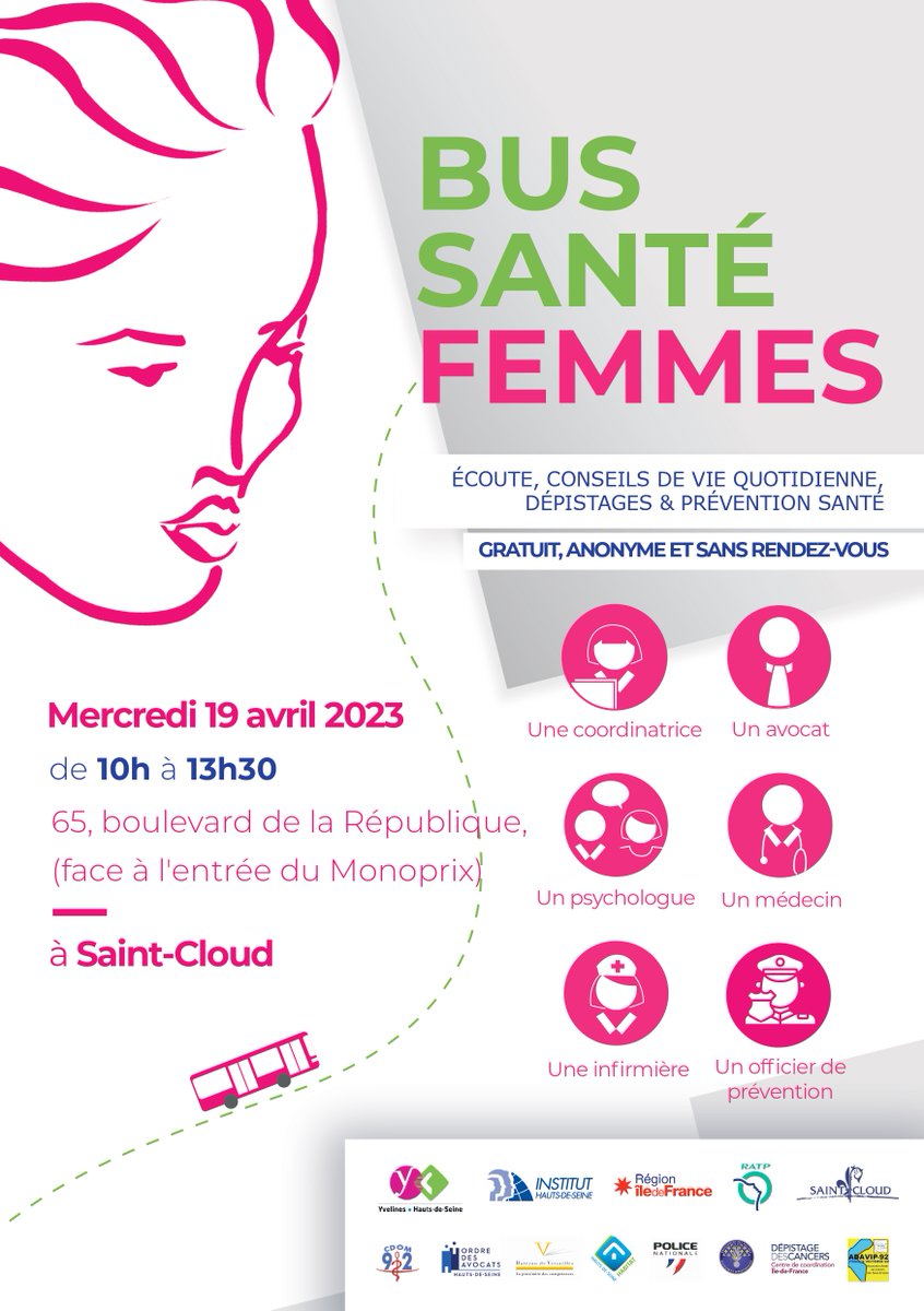 instituthds's tweet photo. 🚌 Le #BusSanteFemmes sera demain à #Epone, de 10h à 14h, sur la Place des Fêtes, et à @VilleSaintCloud, le mercredi 19 avril, de 10h à 13h30, au Boulevard de la République (en face du Monoprix).

🤝 @hautsdeseinefr @Les_Yvelines @iledefrance @RATPgroup https://t.co/eVrufyPDKn