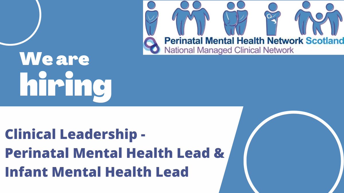 We have two exciting opportunities for clinical leadership in PMHNS. 
Click below to find out more.  

Perinatal Mental Health Lead - apply.jobs.scot.nhs.uk/Job/JobDetail?…   

Infant Mental Health Lead - apply.jobs.scot.nhs.uk/Job/JobDetail?…