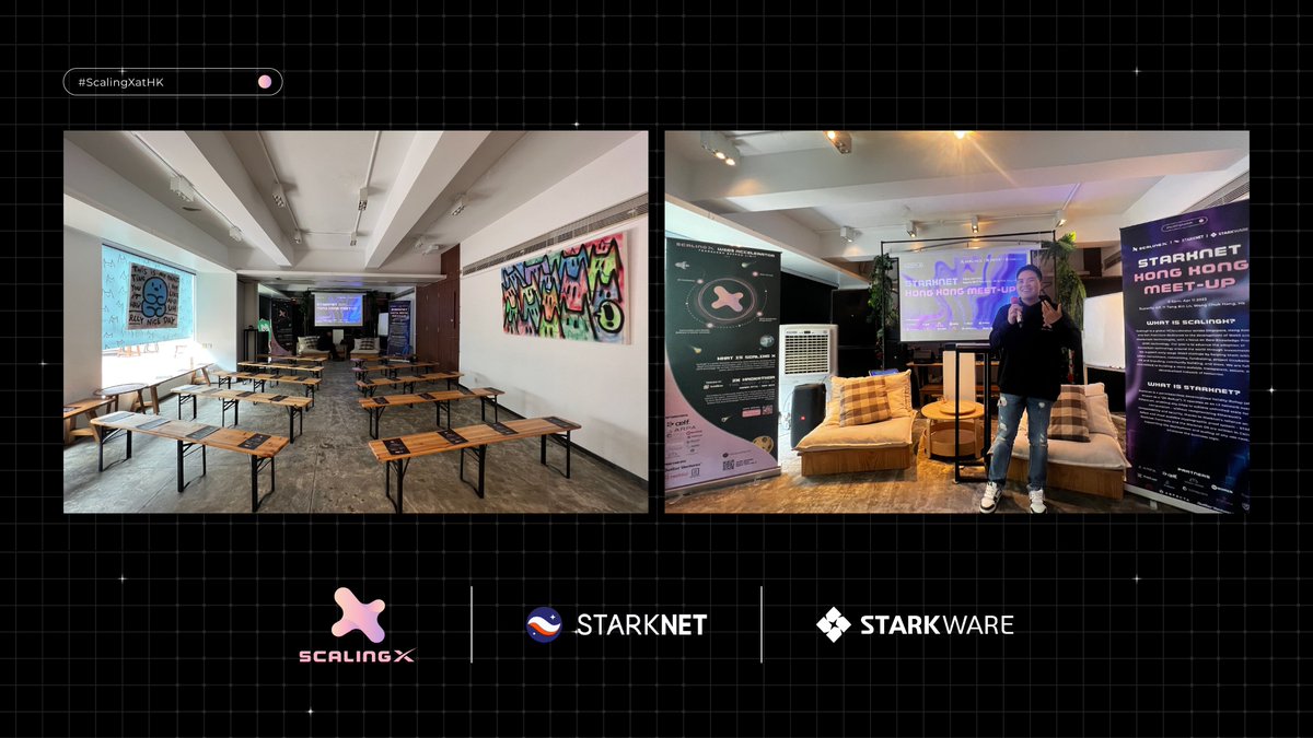 Scaling_X's tweet photo. #ScalingXatHK

What a fantastic turnout at the @StarkWareLtd @Starknet HK Meet-Up Event 🇭🇰

Big thanks to our speaker of the day @cryptoleek for the insightful sharing on the diverse ecosystem of #StarkNet and @Cairolang ✨

Stay tuned for more events to come! https://t.co/2ZrH2MJT6d