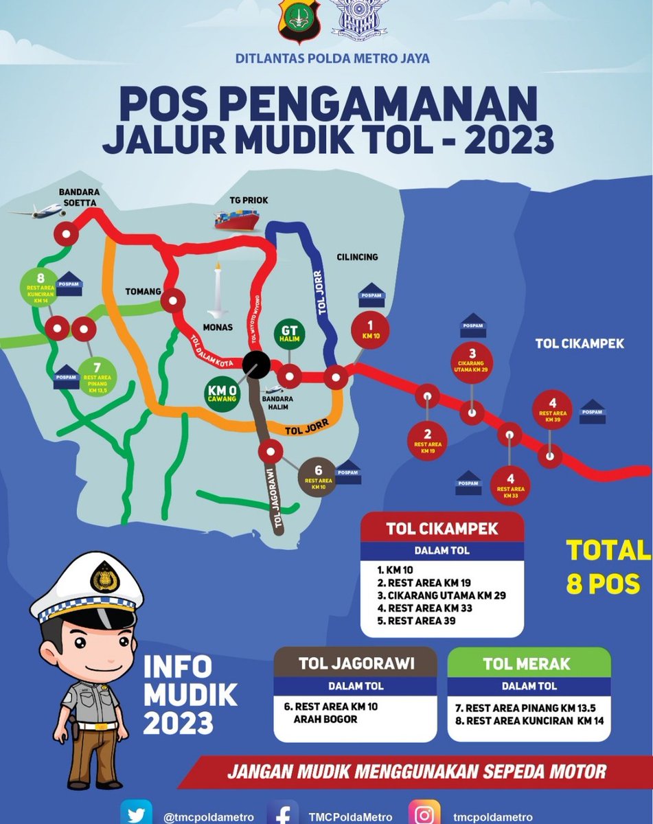 MudiKita's tweet photo. Pos Pengamanan Jalur Mudik Tol 2023

 #Mudik2023 #BLACKPINKatCoachella Indonesia Lampung Bima https://t.co/Oo1WFafssT