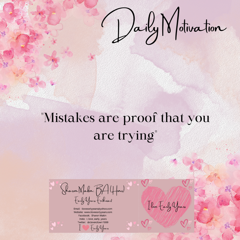 cleverclown1999's tweet image. Use mistakes to reflect on what we can do better next time - there's always learning! X
wix.to/R9IcbXl
#reflectioniskey #earlyyears #iloveearlyyears #motivation