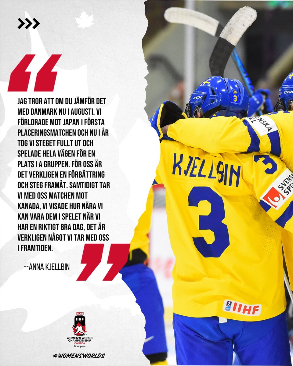 IIHFHockey's tweet image. Anna Kjellbin on her team's progress this tournament and how their effort is a big step for this Swedish team. 
#WomensWorlds
#CANUSA
@Trekronorse