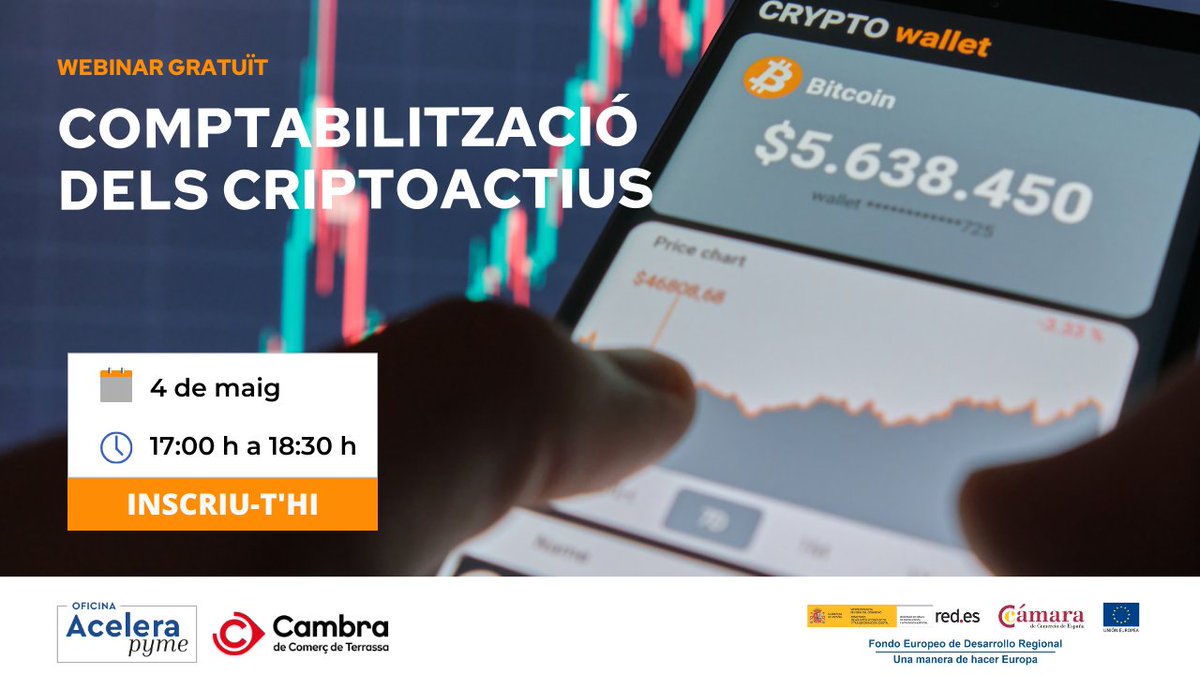 CambraTerrassa's tweet photo. 🔊 #𝐖𝐄𝐁𝐈𝐍𝐀𝐑 - COMPTABILITZACIÓ DELS CRIPTOACTIUS
Introducció a la naturalesa jurídica dels #criptoactius i propostes de comptabilització segons els estàndards #IFRS.
📆 4 de maig
⏰ 17:00 hores
📍 Online
INSCRIU-THI 👉https://t.co/DMkRkAWySA https://t.co/Yg9rjcQO7t