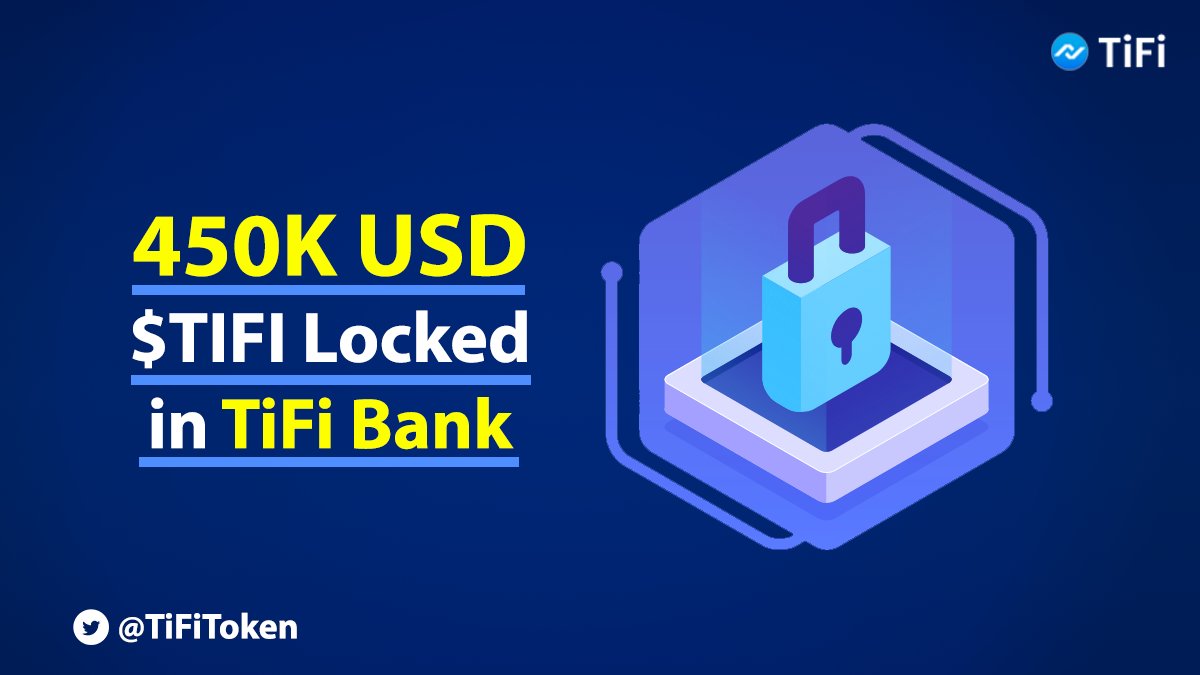 TiFiToken's tweet photo. Do you know that❓ Now, 450K USD worth of #TIFI has been locked in #TiFiBank for one year🔒after one month of Lock To Earn release. It makes a high potential token for everyone to gain!

#Crypto #Lock #Binance #DeFi #earn https://t.co/GP3JK8vPnl