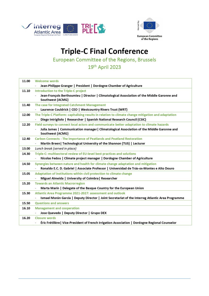 ACMG_47's tweet photo. PRÊT(E)S ? ✍️
Mardi et mercredi 18-19/04 - Commission Européenne :
Vous pourrez suivre ici les résultats des projets @RiskAquaSoil et #TRIPLECEU
En bref ? #Adaptation - #climat - #risques - #changementclimatique - #local - #soutien
A demain !
@AtlanticArea #climate #climat https://t.co/egdv7l1EDZ