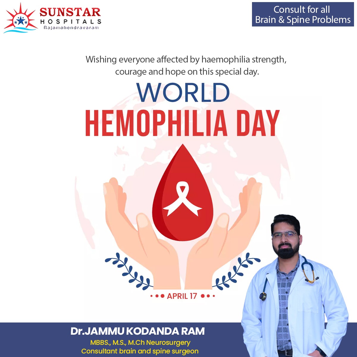 WORLD HAEMOPHILIA DAY On World Haemophilia Day, Let's unite to raise awareness about this rare bleeding disorder
#drjammukodandaram #WorldHemophiliaDay #HemophiliaAwareness #WHD2023 #ClottingDisorders #FactorDeficiency #InheritedBleedingDisorders
#KnowHemophilia #BleedingDisorder