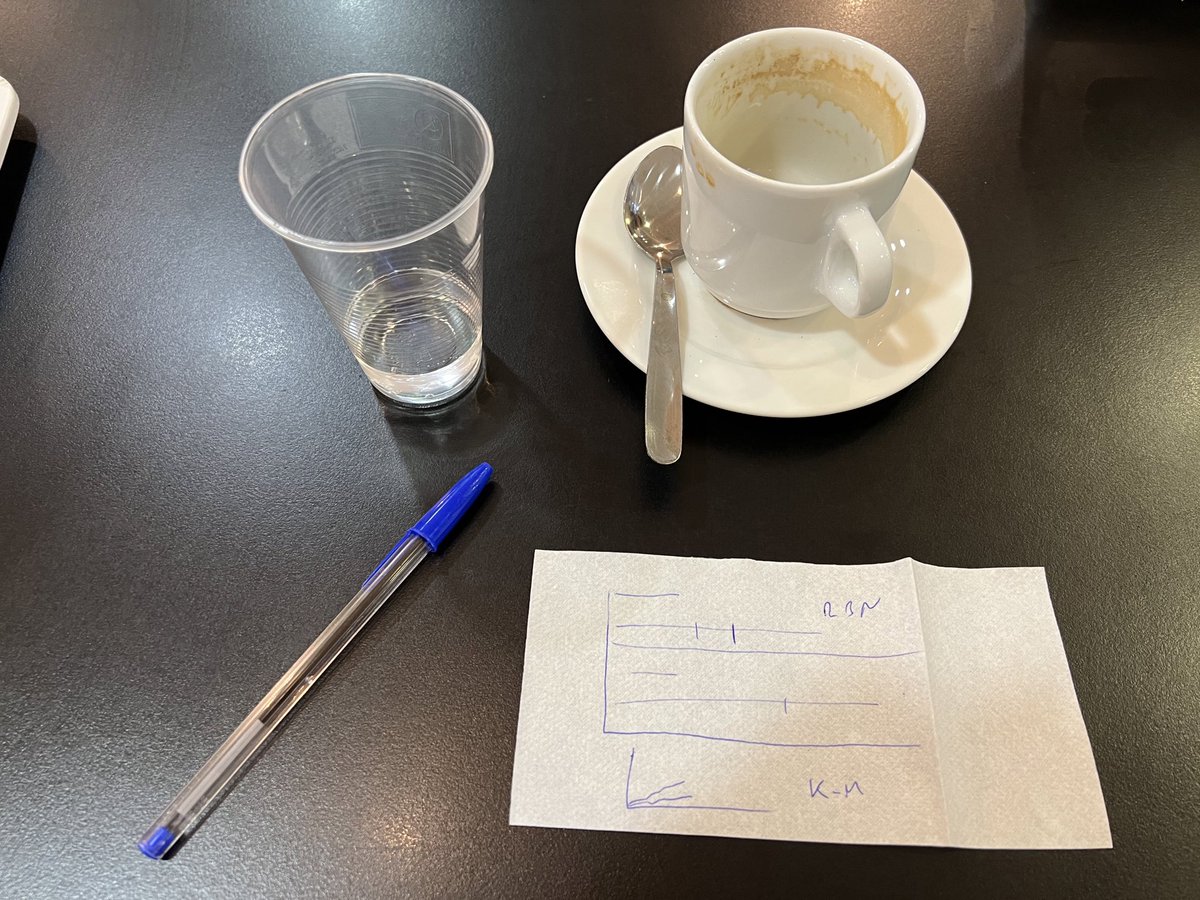 torralbag's tweet photo. Que importante es un café por la mañana, un boli BIC y una servilleta para afrontar el día y distinguir entre un Kaplan Meier y un Regresión binomial negativa!!!! https://t.co/WuSFikYzUz