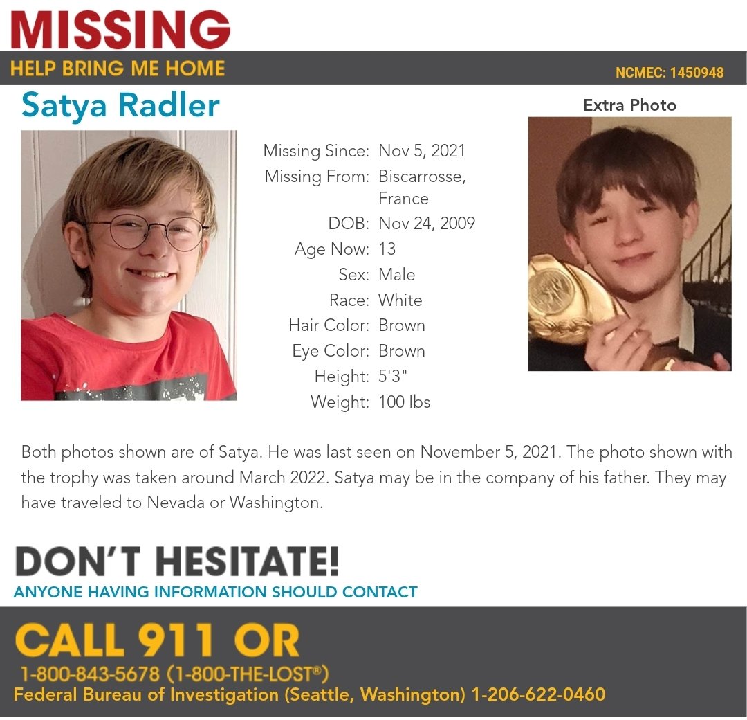 OwlEyes4Missing's tweet image. 🚨 MISSING 🚨

#SatyaRadler 
#Biscarrosse #France 
#MissingPosterMonday 
#MissingMonday 

Please Share!!!