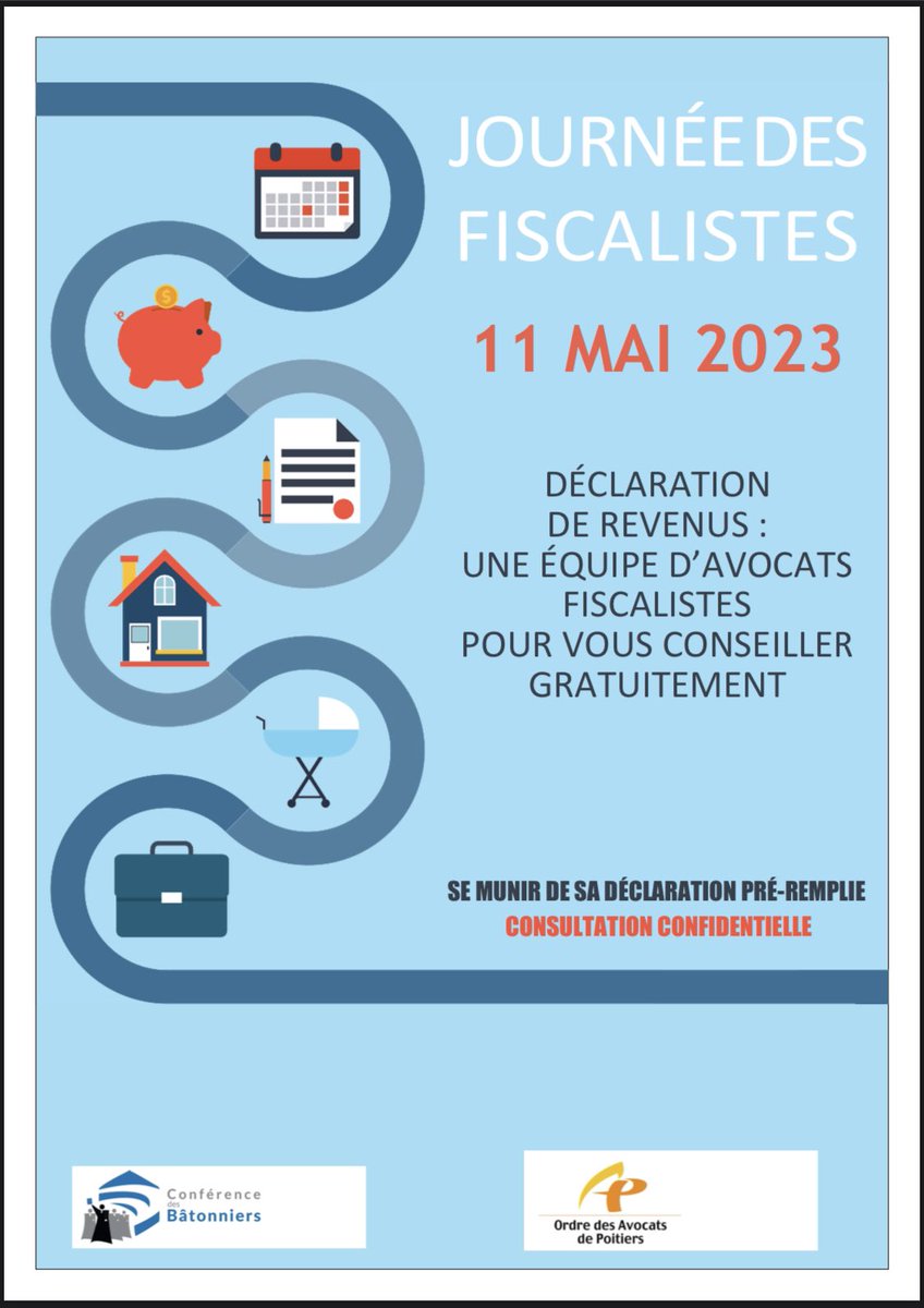 Déclaration de revenus, conseils en matière fiscale : les avocats aident gratuitement et de manière confidentielle les contribuables. 

Le jeudi 11 mai 2023

MAISON DES AVOCATS DE POITIERS
4 bis Boulevard du Maréchal de Lattre de Tassigny à Poitiers

De 11h à 18h