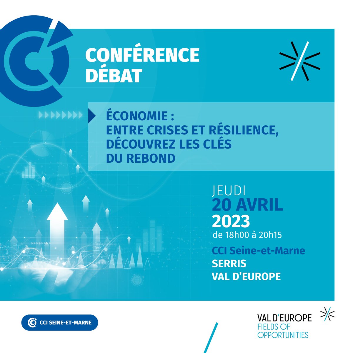 ccism77's tweet photo. [Rappel]   

J-4 pour la conférence “Economie : entre crises et résilience, découvrez les clés du rebond” avec @nbouzou , #marcjacob et plusieurs chefs d’entreprises, animée par @olivierzanetta , le 20 avril 2023.   

Plus que quelque places disponibles 👉https://t.co/bI207r5Pvc https://t.co/CbqTYHLjAE