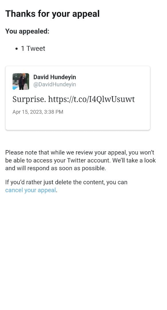 After posting evidence of @officialABAT's undisclosed dual citizenship and perjurous INEC EC9 declaration, West Africa Weekly founder @DavidHundeyin's Twitter account has been maliciously reported for 'posting private information' and is temporarily locked.