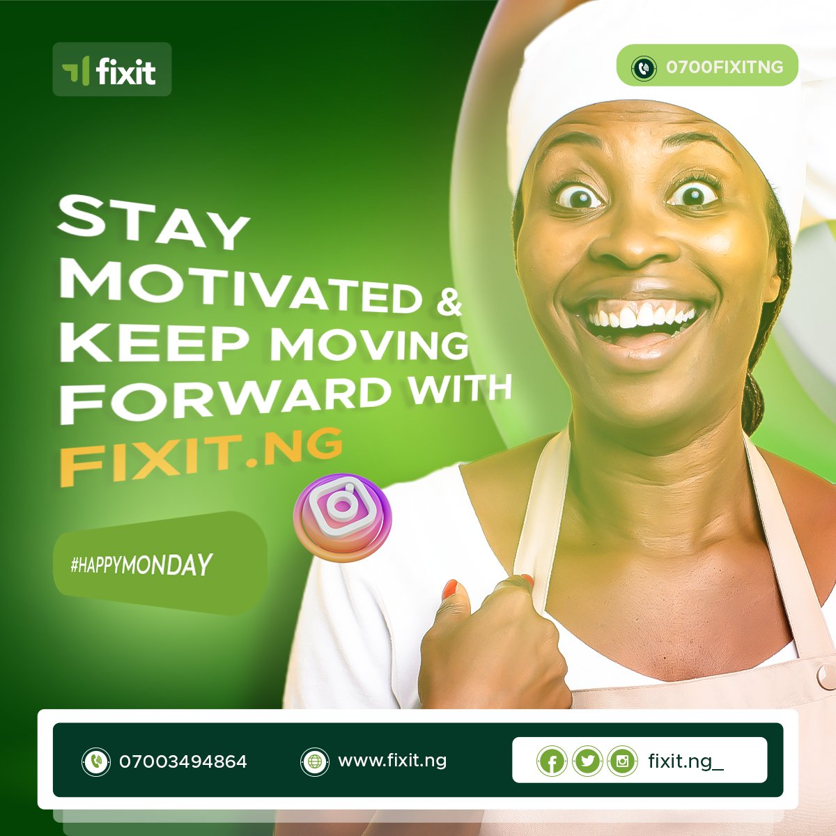 Fixit_ng1's tweet photo. Let's start the week off right with some motivation. 

Remember, no matter what obstacles you face, you have the power to overcome them and achieve your goals. 

And when you need a little extra help with your  business or service needs, https://t.co/Oj4RVzvb8v is here for you. https://t.co/gzGBMxfz0o